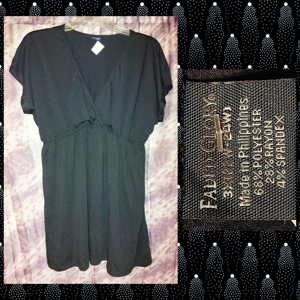Faded Glory brand Black Soft Knit Mini Dress/Tunic Top Sz 3X(22/24W)